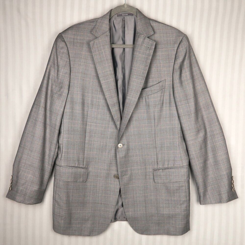 Ermenegildo Zegna Trofeo Sport Coat Blazer EU 52 US 44 R Gray Plaid Glen Check